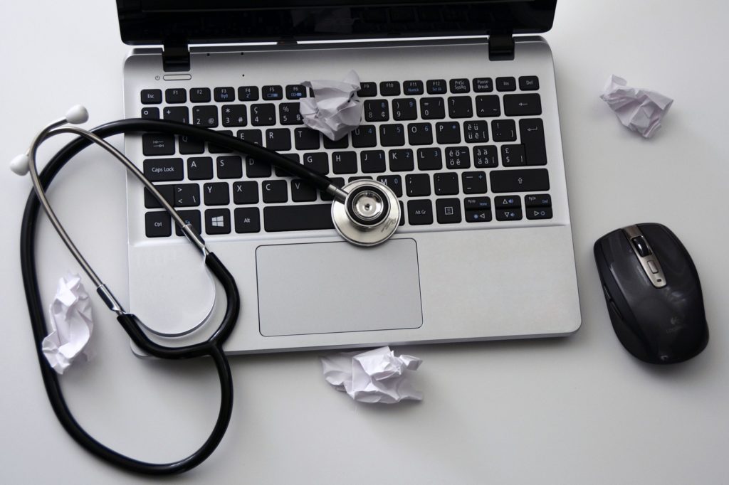 Laptop and stethoscope - cloud